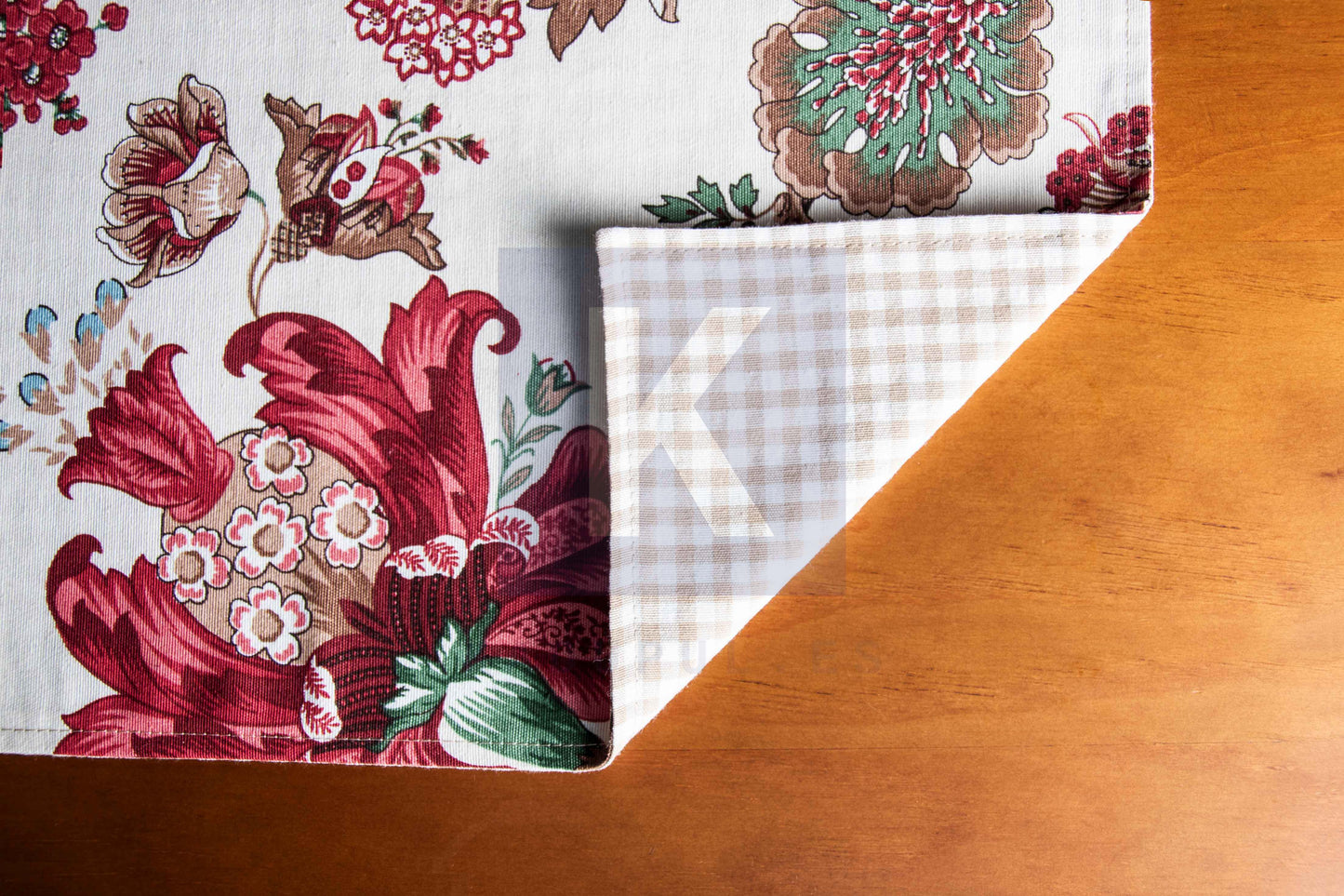 Mantel Individual Flor de Avellano Beige Reversible