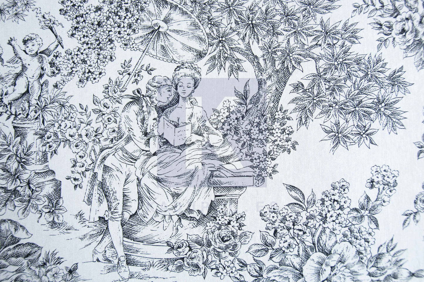 Camino de Mesa Toile De Jouy Negro